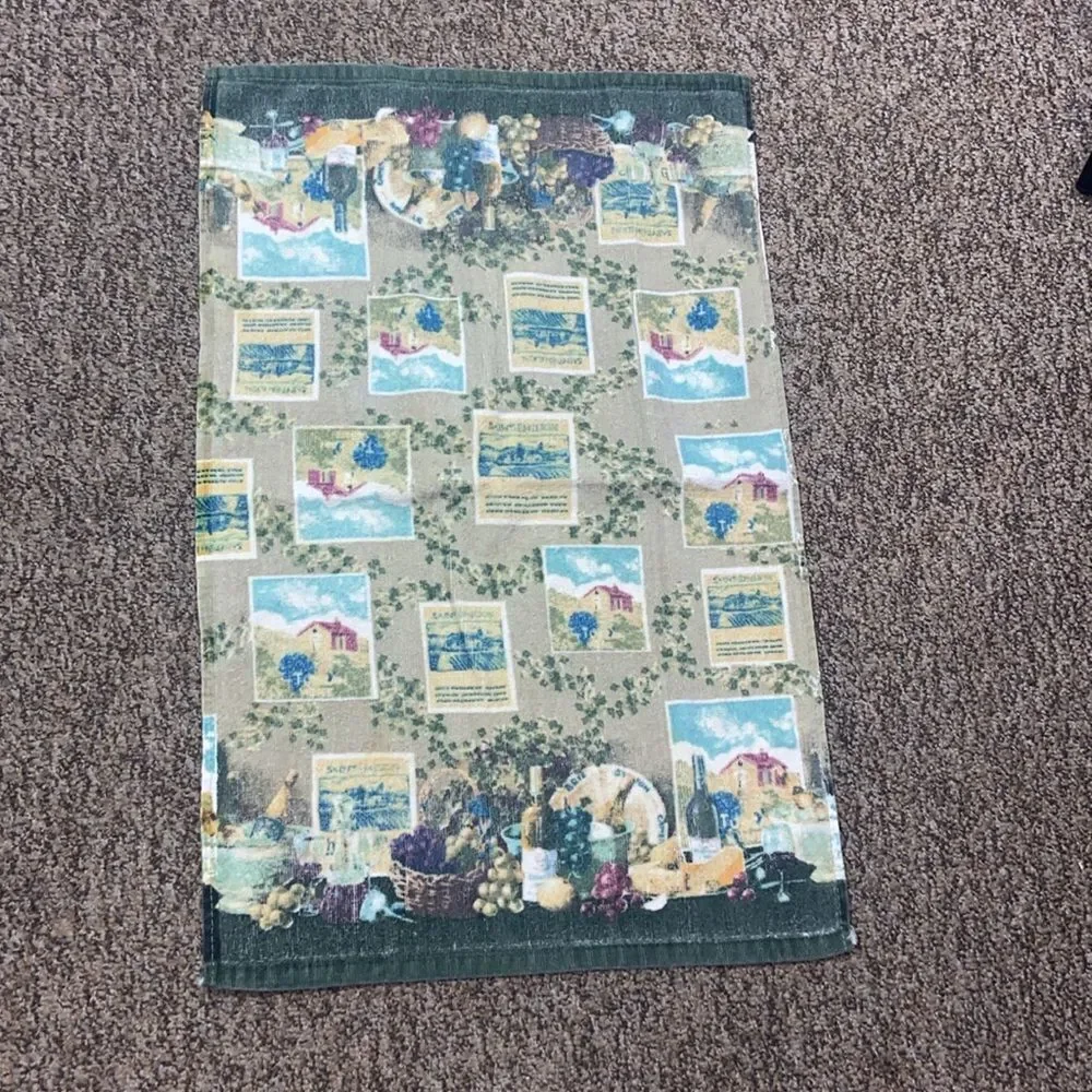 Vintage Bath Towel Farmhouse Print Rug No Tag